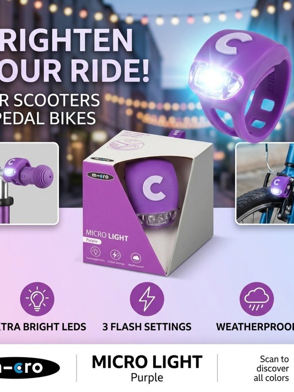 Micro Scooter Light With a Flexible Silicon Body ans a Prominent C